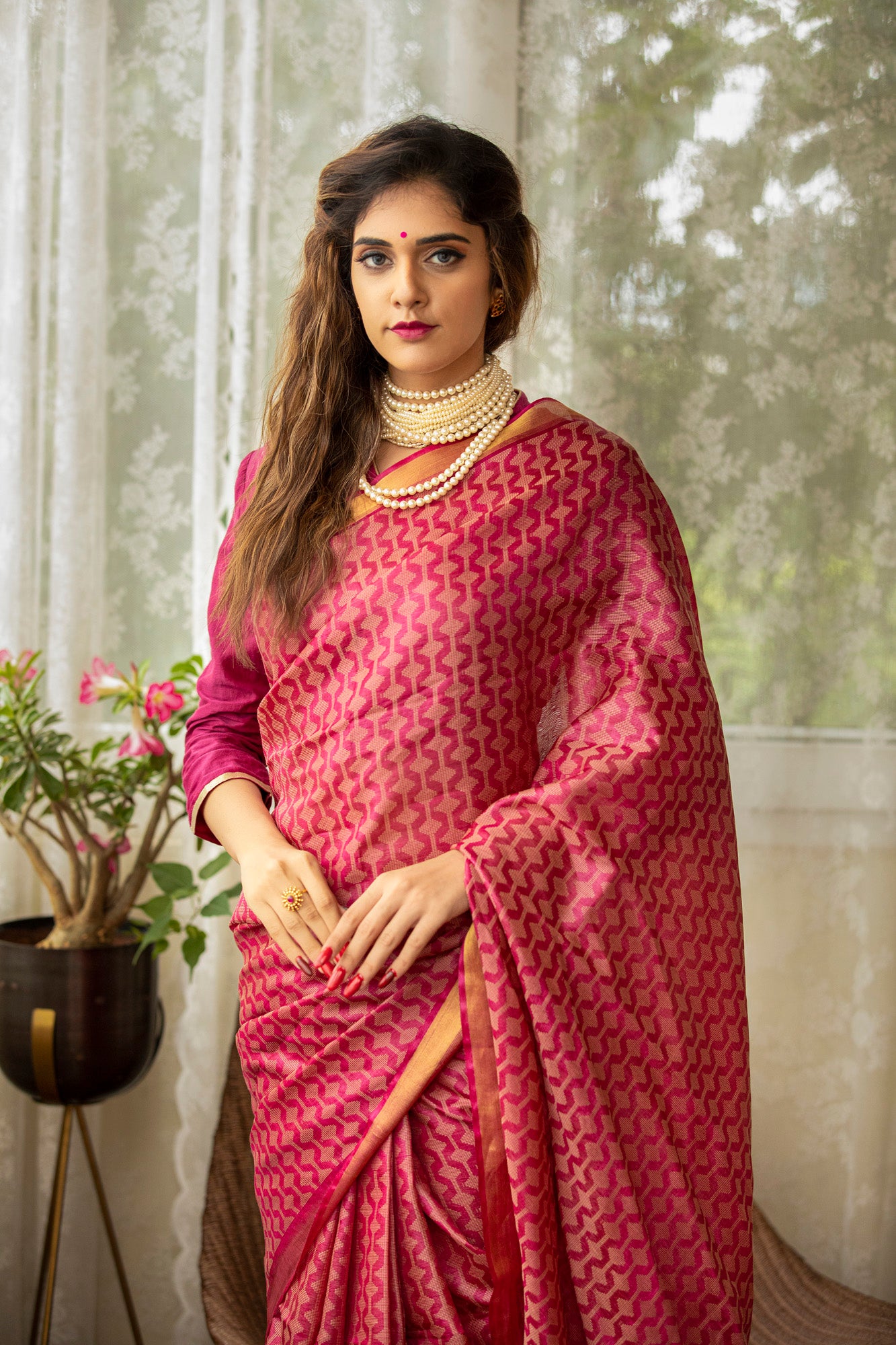 Indian Wild Tussar Pure Handwoven Motif Saree With Blouse