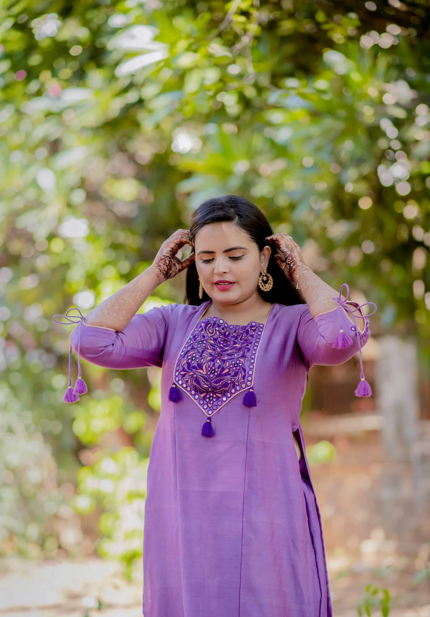Women’s wear - purple embroidered Kurta palazzo set